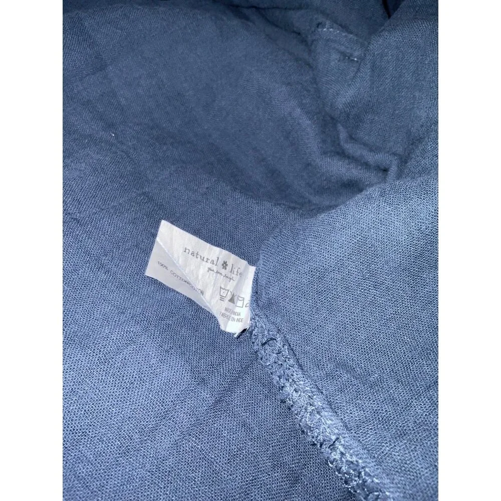 NATURAL LIFE Drew Shirt Dress Cotton Gauze Maxi Pockets in Blue size Small - Picture 8 of 14